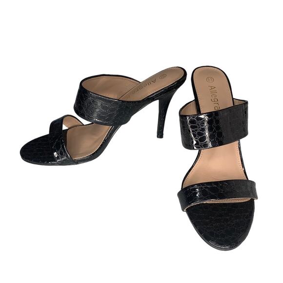 Allegra K NWT High Heels Black Faux Croc Patent Leather Size 9.5 - Picture 3 of 12